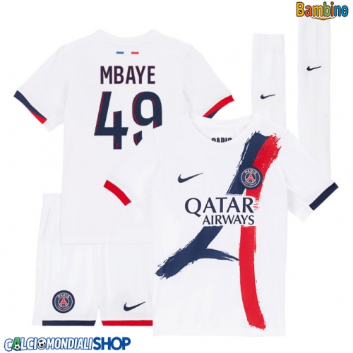 Maglie da calcio Paris Saint-Germain Ibrahim Mbaye #49 Seconda Maglia Bambino 2025-26 Manica Corta + Pantaloni corti)